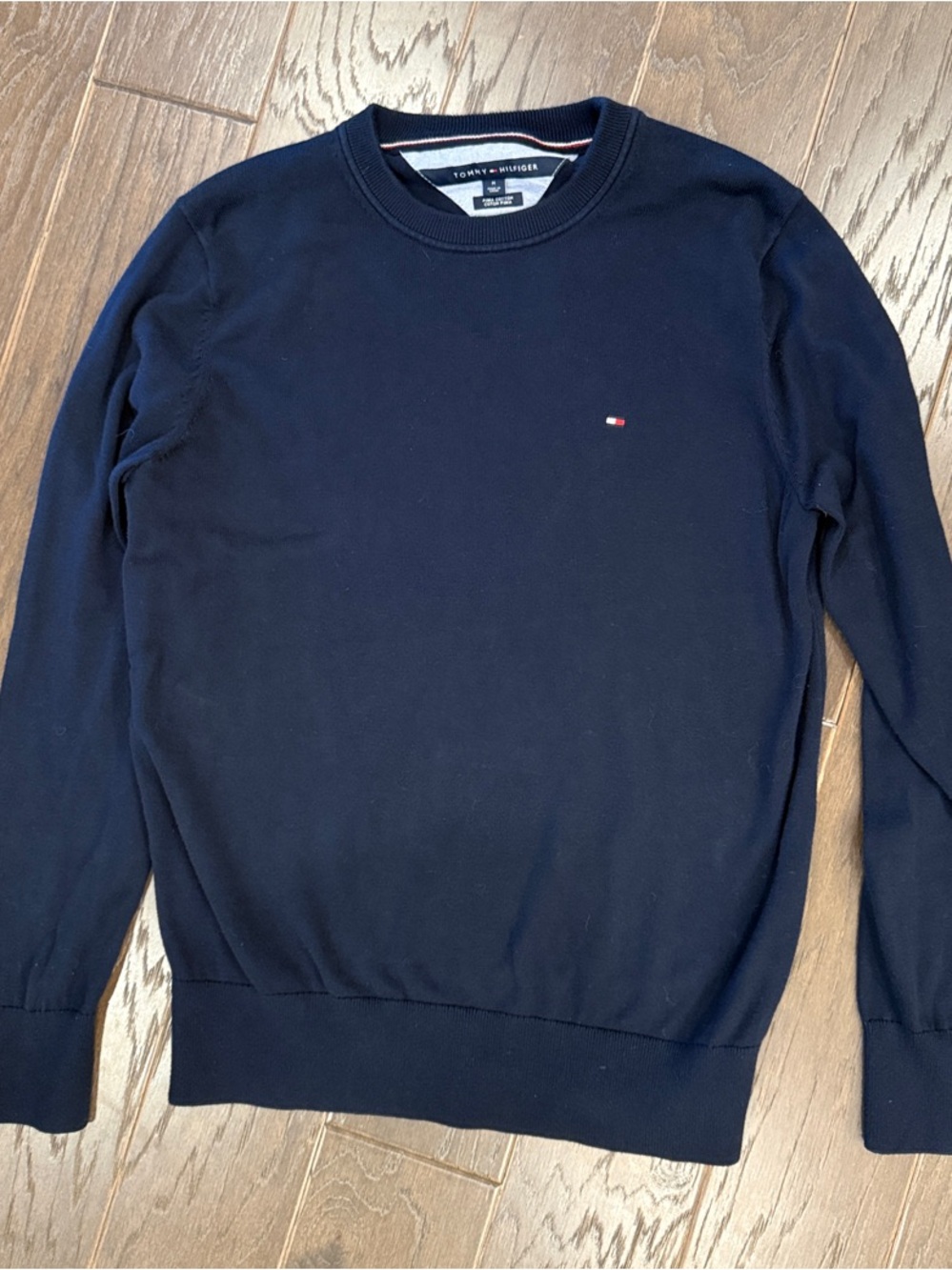 Tommy Hilfiger Men’s Pima Cotton Navy Crewneck Sweater